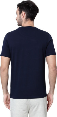 

Ajile by Pantaloons Printed Men' Round Neck Blue T-Shirt, Dark navy