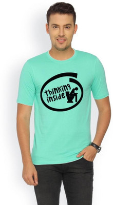 

Campus Sutra Printed Men Round Neck Green T-Shirt