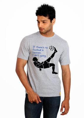 

Campus Sutra Printed Men Round Neck Grey T-Shirt