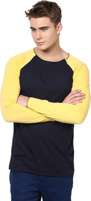 

Unisopent Designs Solid Men' Round Neck Dark Blue, Yellow T-Shirt