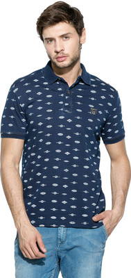 

Mufti Self Design Men's Polo Neck Dark Blue T-Shirt, Indigo