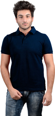 

DS WORLD Solid Men's Polo Neck Dark Blue T-Shirt, Navy blue