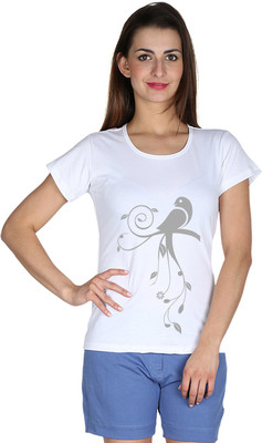 

Faireno Printed Women' Round Neck White T-Shirt