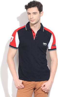 

Flippd Solid Men' Polo Neck Red, Blue T-Shirt, Navy
