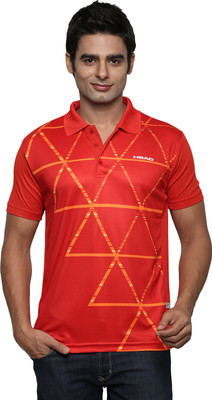 

Head Striped Men's Polo Neck Red T-Shirt, White