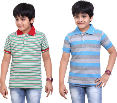 

Dongli Boys Striped T Shirt(Green, Pack of 2), Multicolor