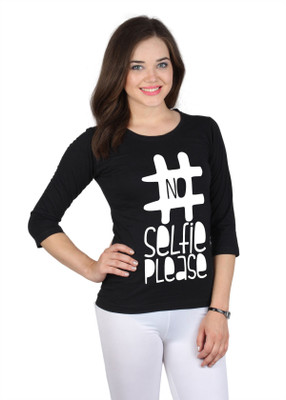 

SayItLoud Printed Women's Round Neck Black T-Shirt