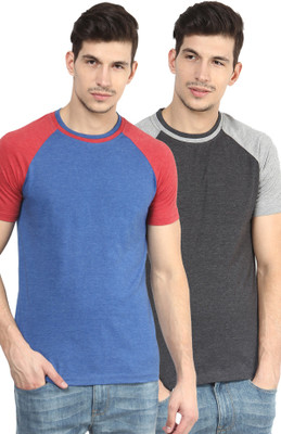 

Yellow Submarine Solid Men's Round Neck Blue, Black T-Shirt(Pack of 2), Black;blue