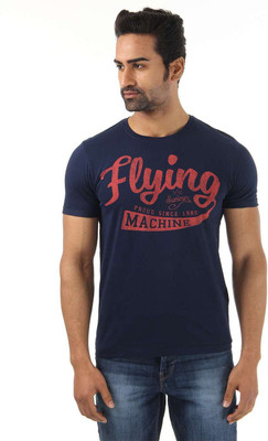

Flying Machine Printed Men's Round Neck Dark Blue T-Shirt, Navy