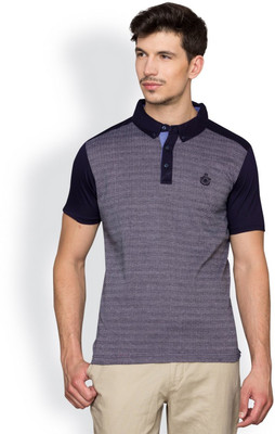 

Blackberrys Self Design Men's Polo Neck Dark Blue T-Shirt, Navy