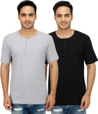 

Sanvi Traders Solid Men Henley Multicolor T-Shirt(Pack of 2