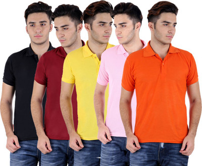 

Sanvi Traders Solid Men Polo Neck Multicolor T-Shirt(Pack of 5