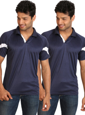 

Campus Sutra Solid Men Polo Neck Blue T-Shirt(Pack of 2), Blue:blue
