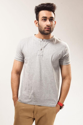 

Unisopent Designs Solid Men' Henley Grey T-Shirt