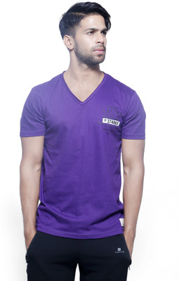 

Masculino Latino Printed Men's V-neck Reversible Purple T-Shirt