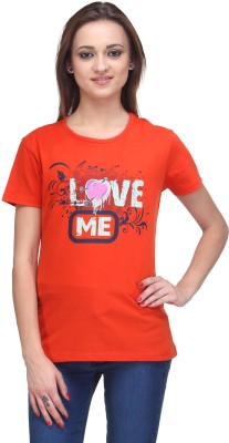 

Stilestreet Printed Women's Round Neck Orange T-Shirt