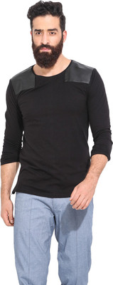 

Mr Button Solid Men' Round Neck Black T-Shirt, Cotton