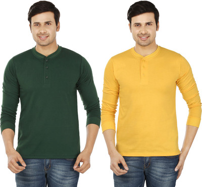 

Weardo Solid Men's Henley Green, Yellow T-Shirt(Pack of 2, Bottle green;yellow