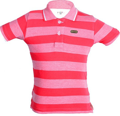 

Gkidz Boys Striped Cotton T Shirt(Pink, Pack of 1