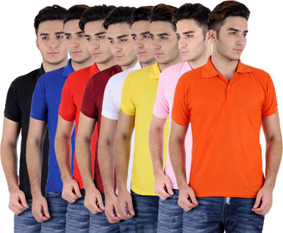 

Sanvi Traders Solid Men Polo Neck Multicolor T-Shirt(Pack of 8