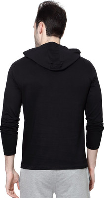 

Ajile by Pantaloons Solid Men's Hooded Black T-Shirt