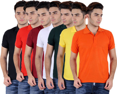 

Sanvi Traders Solid Men Polo Neck Multicolor T-Shirt(Pack of 7