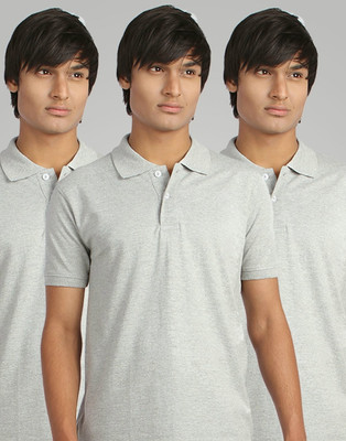 

Campus Sutra Solid Men Polo Neck Grey T-Shirt(Pack of 3