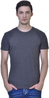 

Inkovy Solid Men' Round Neck Black T-Shirt, Darkgrey
