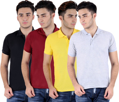 

Sanvi Traders Solid Men Polo Neck Multicolor T-Shirt(Pack of 4