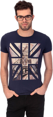 

Saiints Printed Men' Round Neck Blue T-Shirt