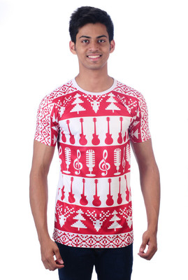 

DDI Self Design Men' Round Neck Red T-Shirt