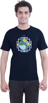

Tantra Graphic Print Men's Round Neck Dark Blue T-Shirt, Navy blue