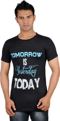 Harsha Printed Men's Round Neck Black T-Shirt