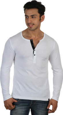 

Rigo Solid Men's Henley White T-Shirt
