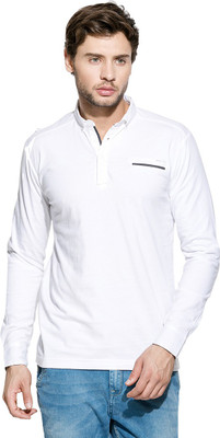 

Mufti Solid Men's Polo Neck White T-Shirt