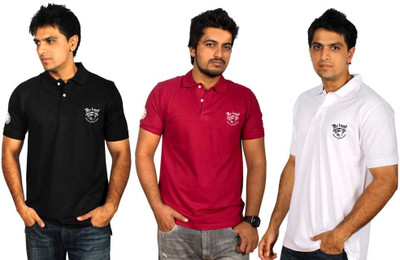 

SayItLoud Printed Men's Polo Neck Multicolor T-Shirt(Pack of 3), Black;red;white