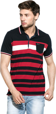 

Mufti Striped Men's Polo Neck Multicolor T-Shirt, Navy