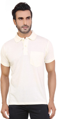 

Awack Solid Men's Polo Neck White T-Shirt