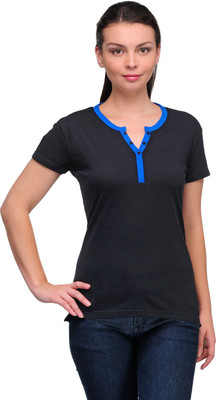 

Stilestreet Solid Women's Round Neck Black T-Shirt