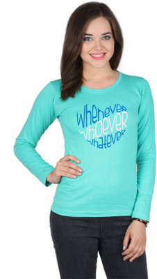 

SayItLoud Printed Women' Round Neck Green T-Shirt, Aqua green
