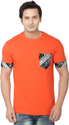 

Fugazee Lifestyle Solid Men's Round Neck Orange, Black T-Shirt, Black;orange