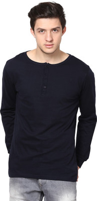 

Inkovy Solid Men's Henley Dark Blue T-Shirt, Navy blue