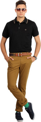 

Proline Striped Men's Polo Neck Black T-Shirt, Bk