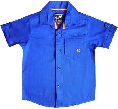 Kooka Boys Solid Cotton Blend T Shirt(Dark Blue, Pack of 1) at flipkart