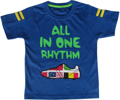 

Globe Boys Graphic Print Cotton T Shirt(Blue, Pack of 1