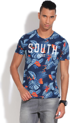 

United Colors of Benetton. Printed Men's Round Neck Blue T-Shirt, 901
