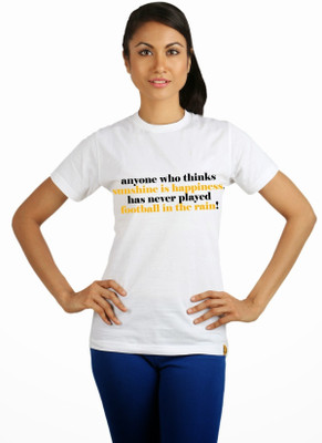 

Campus Sutra Printed Women's Round Neck White T-Shirt