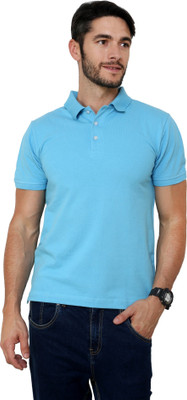 

Rigo Solid Men's Polo Neck Blue T-Shirt