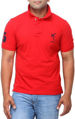 

Yross Self Design Men Polo Neck Red T-Shirt