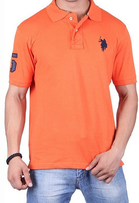

Ganesh Creation Solid Men's Polo Neck Orange T-Shirt